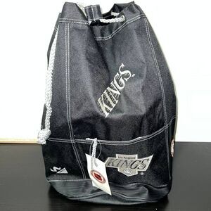 Vintage Los Angeles LA Kings Backpack Bag Black NHL‎ Nasco Gym Sack Heavy Duty